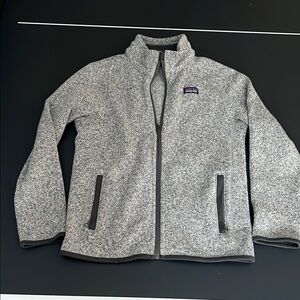 Patagonia Heathered Gray Fleece Jacket boys size 10